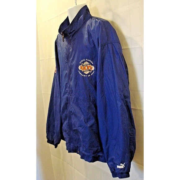 Puma 2001 XXXV Super Bowl Windbreaker NY Giants 2XL Mesh Lined Full Zip Jacket - Picture 3 of 9
